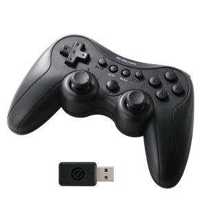 �G���R�� JC-GP40SBK �Q�[���p�b�h PC�p ���C�����X 2.4GHz Windows�Ή� XInput DirectInput �A�� 13�{�^�� �[�d�� �u���b�N
