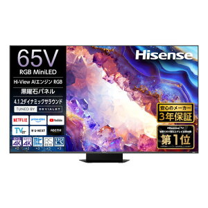 �y���������ۏ؁z�n�C�Z���X RGB65UXS 65V�^ RGB MiniLED 4K�t���e���r ���j�΃p�l������ �n��f�W�EBS 4K�^110 �xCS 4K�`���[�i�[����