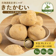 【9月上旬～順次発送】 北海道産 新じゃが じゃがいも きたかむい M L サイズ 家庭用 5kg 10kg 20kg キタ…