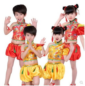 チャイナ子供武術服 刺繍中華風舞台ダンスウェア ジャッズ スパンコール 中華風太極拳武術ダンス演出服 女の子男の子上下セットアップ 幼稚園 中国風カンフー 気功 武術舞台