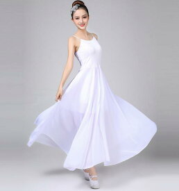 楽天市場 白 ワンピ 社交ダンス 体操 ダンス スポーツ アウトドアの通販