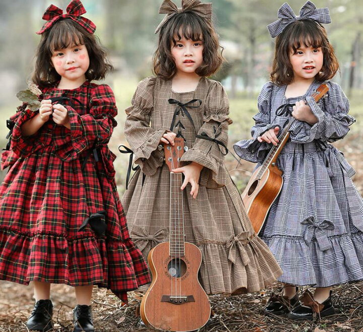 楽天市場】日系ロリータ服 チェック柄子供ロリータワンピース 女の子  