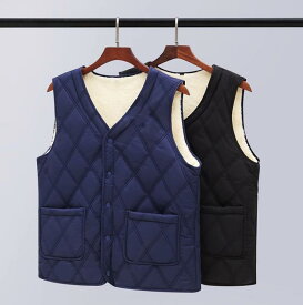 メンズ裏起毛ベストアウター 棉ベスト　ボア　インナーダウン Vネック軽量ダウンベスト 男性用防寒ベスト　シンプル 秋冬春 ライトダウン 暖かい 軽量　キルティング　パパへのプレゼント