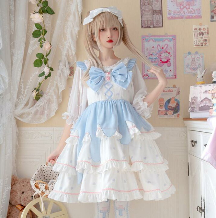 楽天市場】ロリータワンピース Lolita レディース 胸に大リボン 重ね 