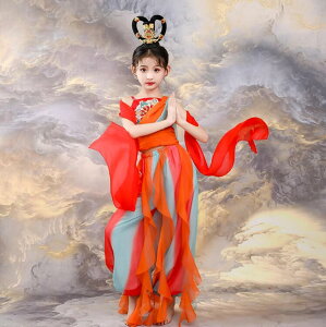 子供敦煌古典舞踊ダンス衣装 チャイナ風漢服 華流 女の子ベリーダンス衣装 フレアパンツ アラビアン衣装 古代宮廷踊りダンス衣裳110-160cm ハロウィン衣装 ジャスミン風 ベリーダンス衣装