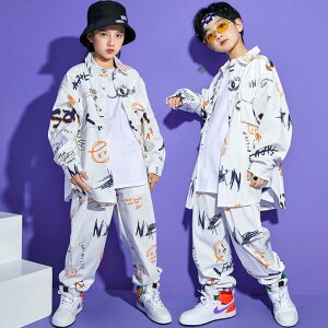 キッズダンス衣装 男の子女の子ジャズダンス服 長袖シャツ ロング丈パンツ ゆったり カーディガン 春秋冬子供ヒップホップ トップス k-pop衣装 jazz hiphop 演出服 男女兼用 練習着 お