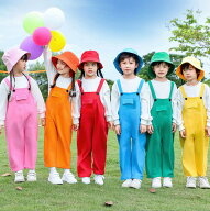 子供ダンス衣装　サロペットセット　カラフル　オールインワン　パーカー+ロングパンツ2点セットアップ　…