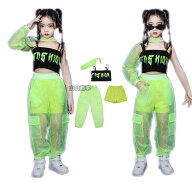 キッズダンス衣装 女の子4点セット ジャズダンス衣装 HIPHOP 子供ダンス衣装 チアダンス衣装応援団小学生…