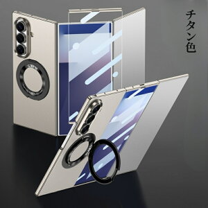 Galaxy Z TriFold �P�[�X MagSafe �Ή� �����O�t�� 3�܂� �K���X�t�B���� ��̌^ �O����� �S�ʕی� �X�^���h Galaxy Z TriFold �J�o�[ �ϏՌ� �w��h�~ ���C�����X�[�d ���C �z�� �M�����N�V�[ Z TriFold 