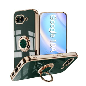 Google Pixel 10a �P�[�X �K���X�t�C�����t��(2�����j �����O�t�� ���^���b�N �t���[�� �\�t�g�P�[�X �J�o�[ GooglePixel10a �s�N�Z��10a �X�}�z�P�[�X 360�x��] �����O �X�^���h�@�\ �ϏՌ� TPU �\�t�g 
