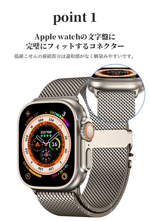 楽天市場】Apple watch10バンド ミラネーゼループ チタン色 アップル 