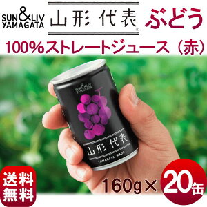 ジュース ギフト 100% 送料無料 SUN&LIV YAMAGATA 山形代表 ぶどう(赤) 果汁100%ストレートジュース 160g×20缶 100% ジュース 100% 果汁 ストレート