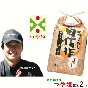【令和7年度産】米 玄米 山形県産 遠藤五一 つや姫 特別栽培米 2kg (農薬7割減) 米 山形