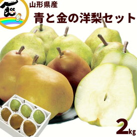 洋梨 ラフランス 山形産 青と金の洋梨詰合せ 2kg (ラ・フランス ゴールドラ・フランス) 各3〜4玉 秀品 お歳暮 ギフト