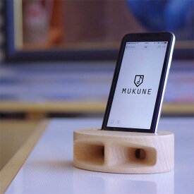 iphone スピーカー MUKUNE 木製 無電源 スピーカー ブナ（白系）