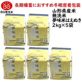 米 10kg 令和5年産 長期備蓄 無洗米 はえぬき 夢味米 10kg （2kgx5袋） 冬眠密着包装 真空パック 送料無料 山形県産 東北食糧 長期備蓄米 非常用 防災食