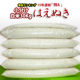 令和7年産 山形県産 はえぬき 30kg 小分け 無料精米後30kg 5kgが6袋 小袋対応 東北 米 コメ お米 送料無料