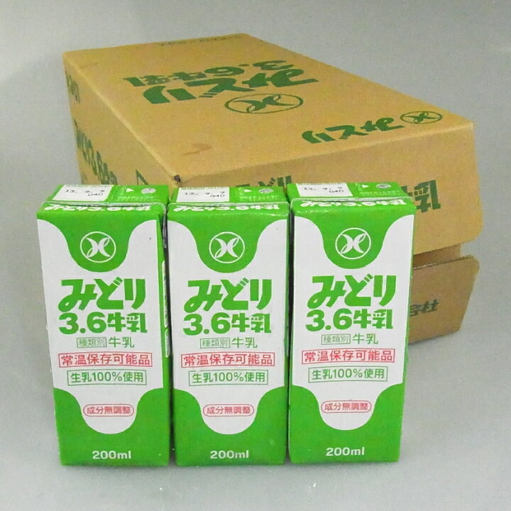 【送料無料】九州乳業『みどり3.6牛乳（ロングライフ牛乳・常温保存可能）』200mlｘ24本 yamaguchiきらら特産品