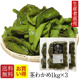 『生産者直売』【わかめランキング1位獲得】『2025年新 茎わかめ 』【あす楽対応】1kg×3個 国産 免疫力　腸活　腸内細菌 茎ワカメ　巣ごもり　 ミネラル 産地直送 お取り寄せ サラダ　わかめ　美味しいもの　茎ワカメ　免疫力　佃煮　晩酌