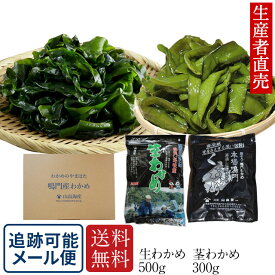 『生産者から直送』『当店おすすめ商品』【2025年新生わかめ＆茎ワカメ2種セット】　詰め合わせ鳴門産【送料無料】ギフト　国産　免疫力アップ　美味しいもの　　茎わかめ ミネラル　わかめ塩蔵わかめ　生ワカメ生わかめ腸内細菌