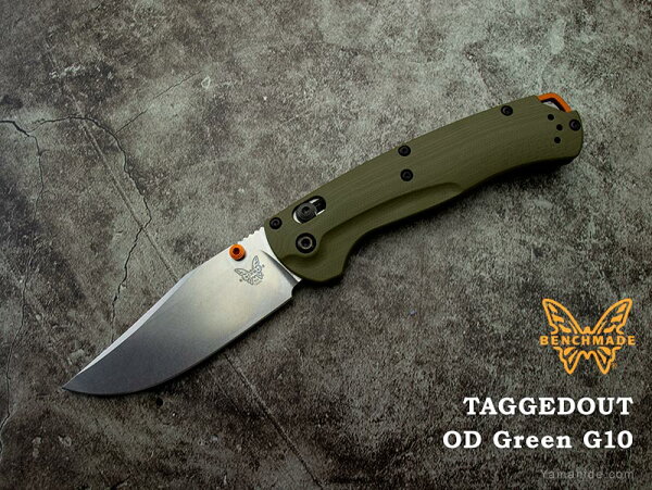 ベンチメイド 15536 タグドアウト グリーン 折りたたみナイフ Taggedout OD Green G10 BENCHMADE benchmade ハントシリーズ ブルークラス 狩猟 ハンティング