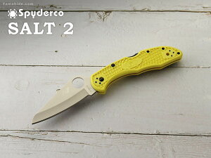 スパイダルコ C88PYL2 ソルト2 直刃 イエローハンドル 折りたたみナイフ ガラス繊維強化ナイロン 錆びない 錆に強い 日本製 海釣り 釣り フィッシング アウトドア キャンプ spyderco Salt2 plane Yello