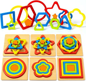 木製パズル 色の認識 形の認知 学習玩具 指先訓練 型はめパズル 立体パズル 知育おもちゃ 女の子 男の子おもちゃ モンテッソーリおもちゃ 木のおもちゃ