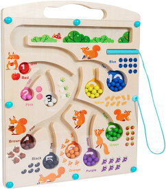 【新型マグネット迷路ボード】モンテッソーリ玩具 知育玩具 2 3 4 5 6歳 マグネット迷路ボード 指先訓練 脳トレ 数の勉強 早期開発パズル はめこみ 形合わせ 子どもの思考力を高める玩具 女の子男の子 誕生日 クリスマス プレゼント