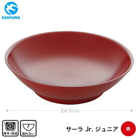 丸皿 鉢 メタル丼シリーズ 24.5cm 赤 サーラ Jr. ジュニア ダブルウォール 中空二重構造 保冷 保温 冷麺 素麺 刺身 前菜 合羽橋 かっぱ橋 18-8ステンレス KANKUMA カンダ 冷やし麺