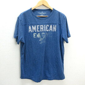 z■アメリカンイーグル/AMERICANEAGLE OUTFITTERS プリントTシャツ【L】青/men's/107【中古】