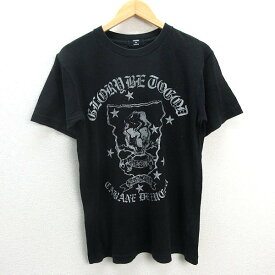 z■日本製■ズッカ/CABANE de zucca ドクロプリントTシャツ【M程度】黒/men's/134【中古】