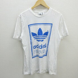 D■アデイダス/adidas ビッグロゴプリントTシャツ【L】白/MENS/67【中古】