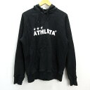 k■アスレタ/ATHLETA ロゴプリント プルオーバーパーカ【O】黒/MENS■9【中古】