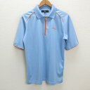 y■キャロウェイ/CALLAWAYハーフジップ 速乾 半袖ゴルフシャツ■水色【メンズM】MENS/GOLF/10【中古】