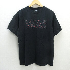 G■バンズ/VANS ロゴプリントTシャツ【L】黒/men's/28【中古】■
