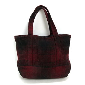 k■USA製■フィデリティ×ウールリッチ/FIDELITY×WOOLRICH PEA COAT BAG ウールチェック トートバッグ/赤黒/BAG/兼用■137【中古】