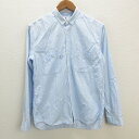 s■アールニューボールド/R.NEWBOL ボーダー柄 切替 長袖BDシャツ【M】水色/MENS/224【中古】