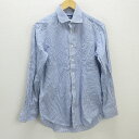 G■メーカーズ鎌倉/MAKER'S SHIRT 長袖シャツ/ストライプ【40】青/men's/110【中古】■