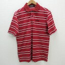 s■スリクソン/SRIXON ボーダー柄 半袖ポロシャツ【L】赤/MENS/127【中古】