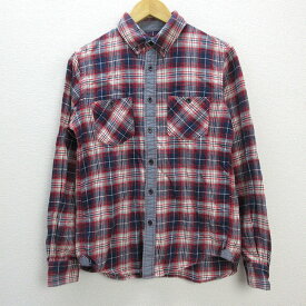 n■ビームスハート/BEAMS HEART チェック柄 長袖ライトネルシャツ【M】MENS/142【中古】