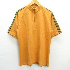 y■アディダスゴルフ/ADIDAS GOLFハーフジップ ゴルフシャツ/ポロ■橙色【メンズL】MENS/163