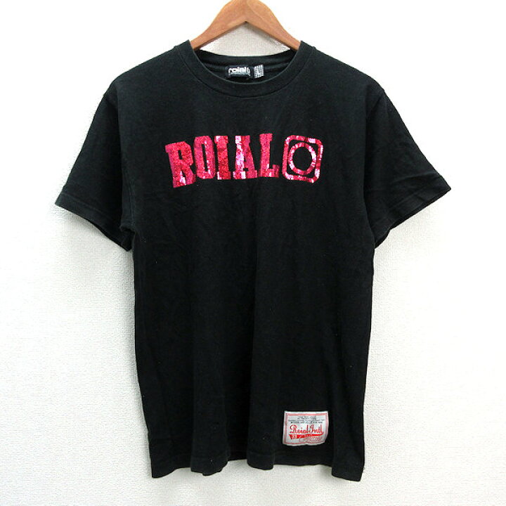 楽天市場】s□ロイアル/roial ロゴ スパンコール 半袖Tシャツ【L】黒 