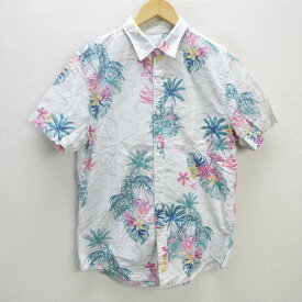 G■アメリカンイーグル/AMERICAN EAGLE アロハシャツ/半袖シャツ【M】白系/men's/142【中古】■