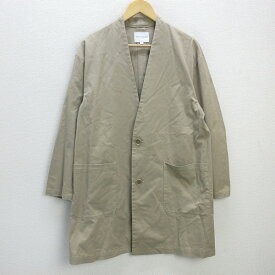 G■アーバンリサーチ/URBAN RESEARCH SIMPLICITY＆SOPHISTICATED ノーカラーコットンロングジャケット【L】ベージュ/men's/28【中古】■