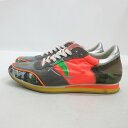 y■伊製【 44 】フィリップモデル/PHILIPPE MODELナイロンスニーカー■橙色/迷彩MENS/14【中古】