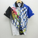G■ニッタク/NITTAKU 半袖ポロシャツ/卓球ウエア【L】マルチカラー/men's/77【中古】■