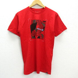 n■ハーレー/Hurley ロゴプリント クルーネックTシャツ【S】赤/MENS/83【中古】