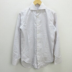 z■トーマスメイソン/THOMASMASON FAIRFAX 長袖シャツ/チェック柄■白系/men's/107【中古】■