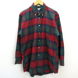 k■USA製■エルエルビーン/L.L.Bean タータンチェック柄 長袖BDシャツ【17-33】MENS■120【中古】