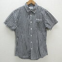 a■ストゥージ STOOGE＆CO チェック柄 ロゴ刺? 半袖シャツ【M】白黒/MENS/95【中古】